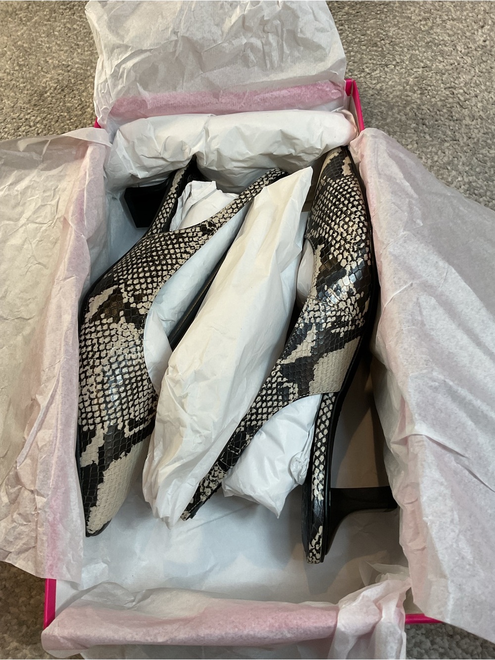 Vince Camuto Pilar Snakeskin Slingback Kitten Heel Pumps - Size 8M (NIB) - Picture 12 of 14